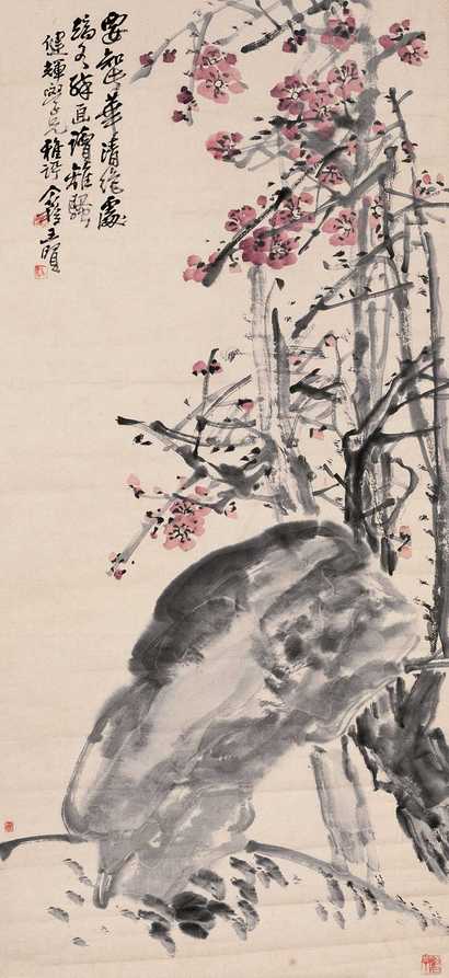 王个簃 铁骨红梅图 立轴